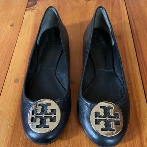 Tory Burch flats with gold buckle